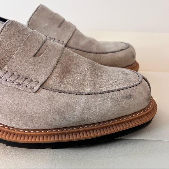 Dr. Martens Morana open-back suede penny loafers in a mid-gray/taupe color - Picture 3 of 13